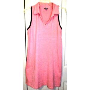 T by Talbots XS Pink Sleeveless Collared Dress Navy Trim
